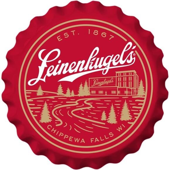Leinenkugels Beer Metal Bottle Cap Sign Garage Shop Bar Man Cave Outdoor LARGE - Picture 1 of 6